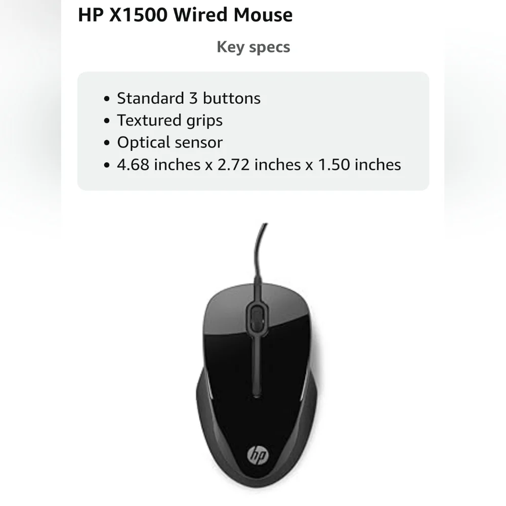 HP Wired USB Mouse X1500 (Black)